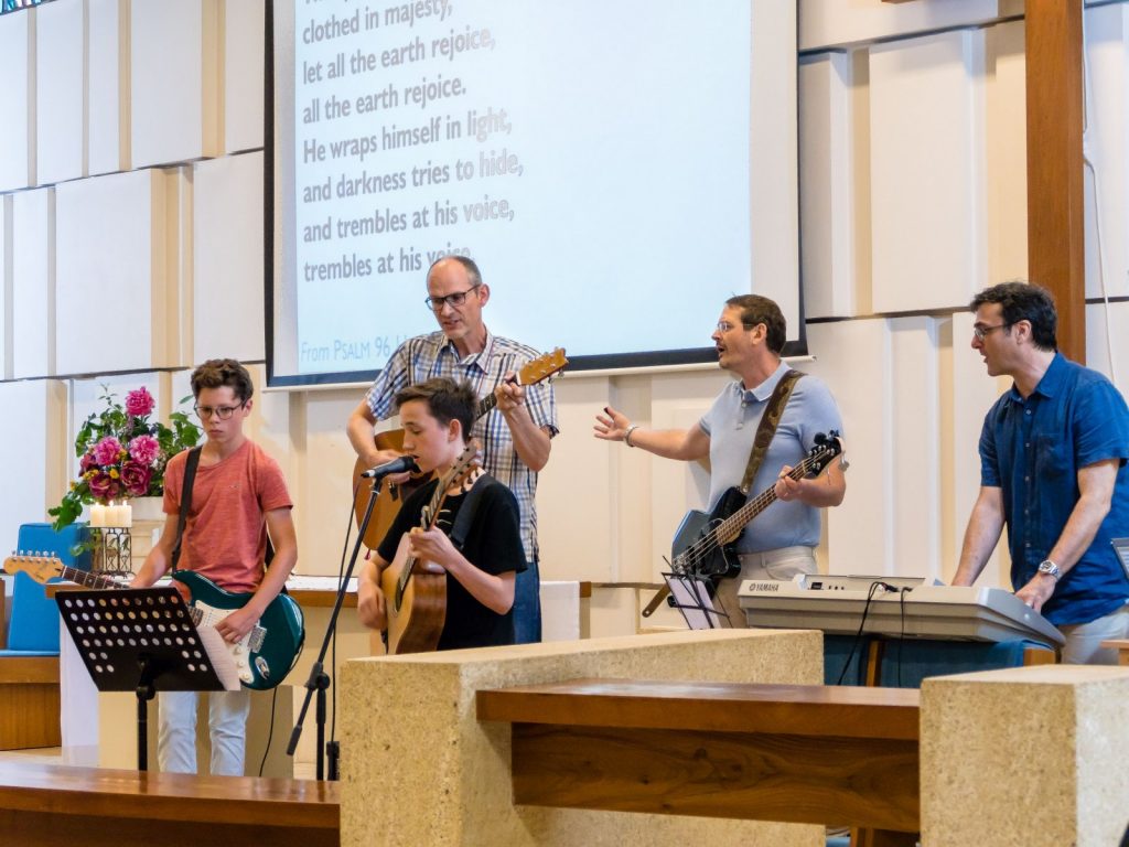 the band at our all-age service on Trinity Sunday